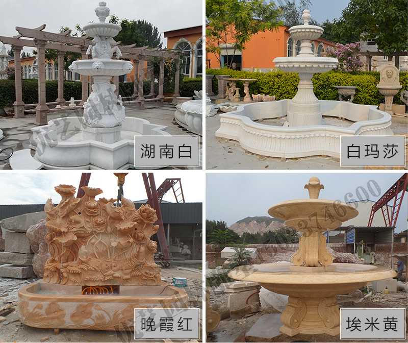 大理石景觀噴泉材質(zhì)，石雕噴泉工廠，定制大理石景觀噴泉