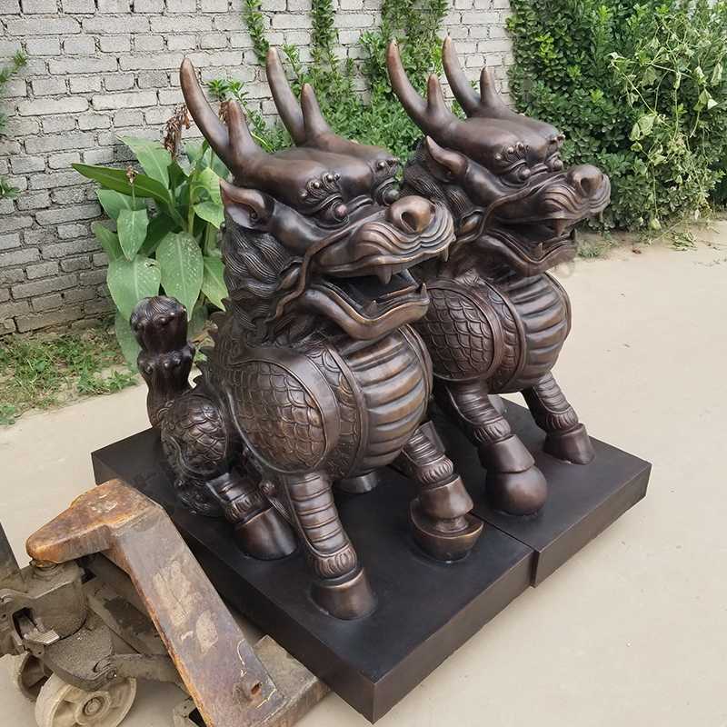 銅麒麟雕塑，銅麒麟擺件，鎮(zhèn)宅風(fēng)水麒麟