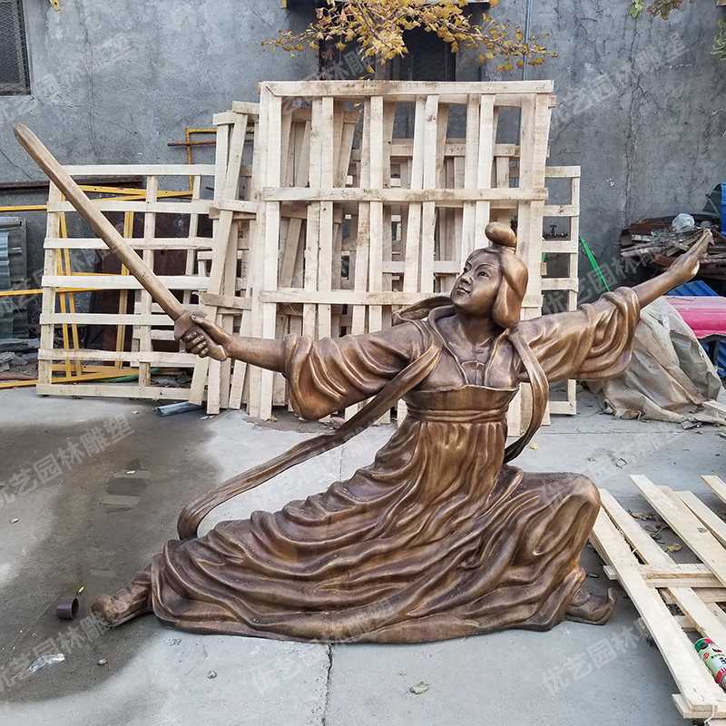 銅舞劍人物雕塑，古代銅人物雕塑