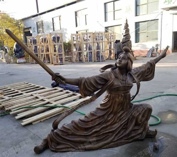 盛唐舞劍第一人——公孫大娘，銅人物雕塑
